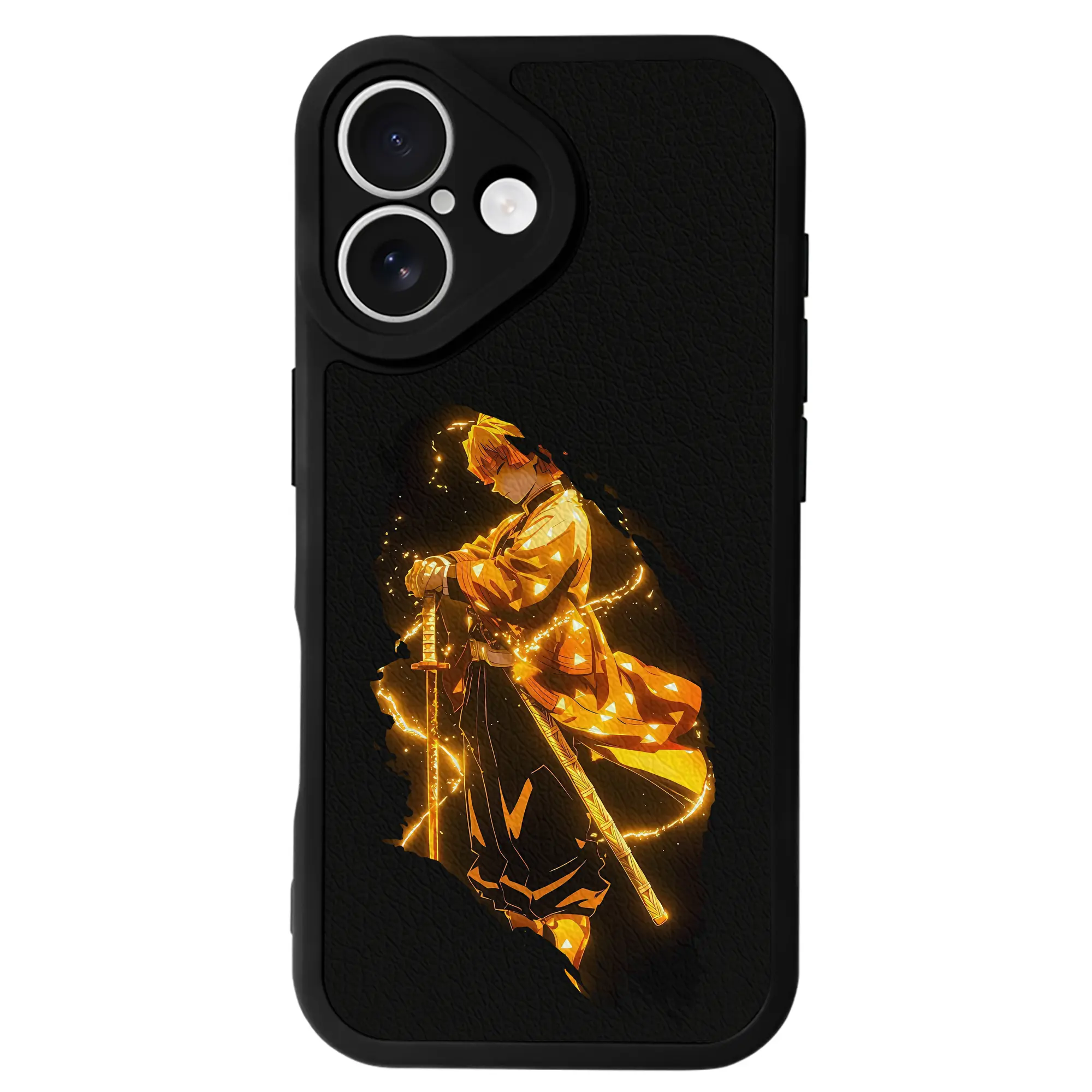 鬼滅の刃 グッズ,我妻 善逸 - IPhone 16シリーズ対応 ・ シリコンスマホケース ・ レザー調 ・ 高精度フィット ・ 耐衝撃 ・ ワイヤレス充電対応 ・ 精密カット